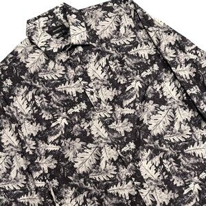Vintage Black & White Leaves Casual Button Up Shirt - All Over Print Art Graphic